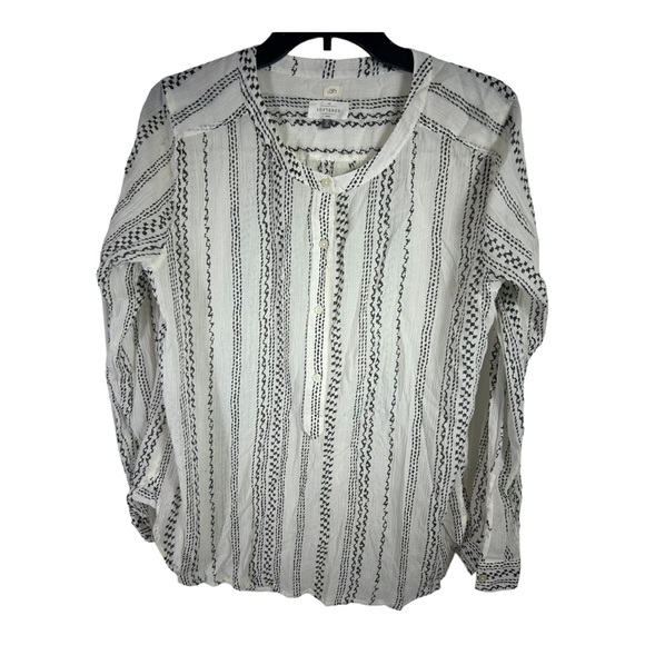 Ann Taylor Loft Size Medium Women's Blouse Black and White Long Sleeve AC110 - Picture 3 of 6